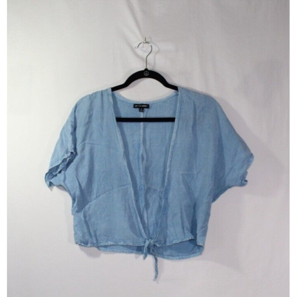 Style Envy Denim Tie Waist Crop Top Size Small